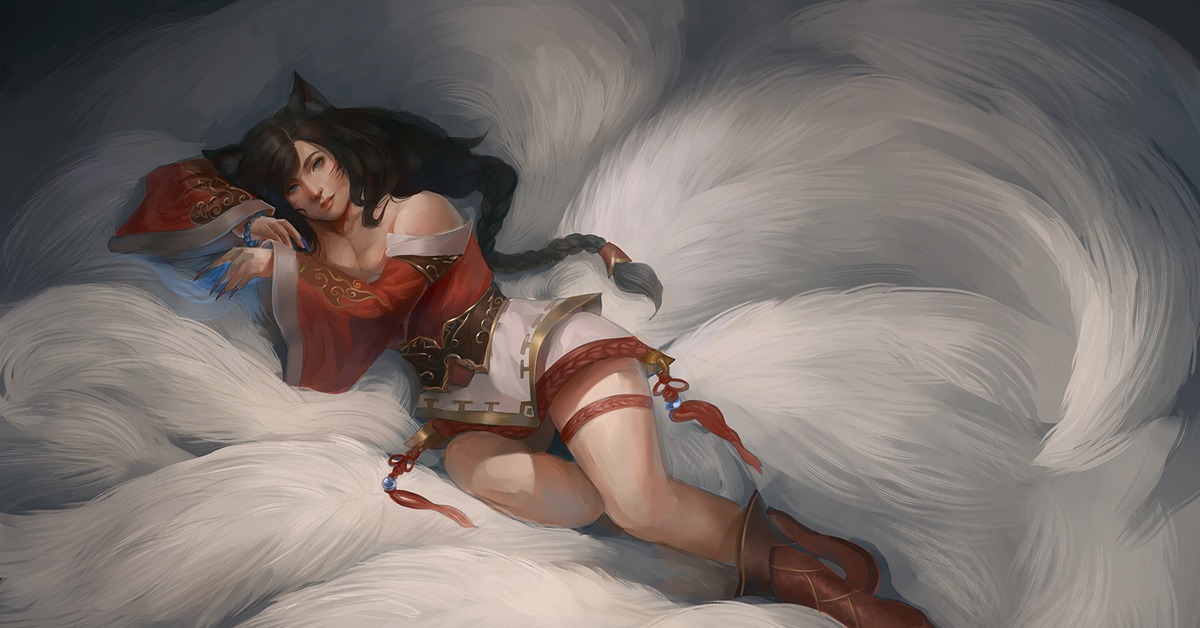 Ahri, Арт, Рисунок, Ahri, League of Legends, Rinrindaishi 