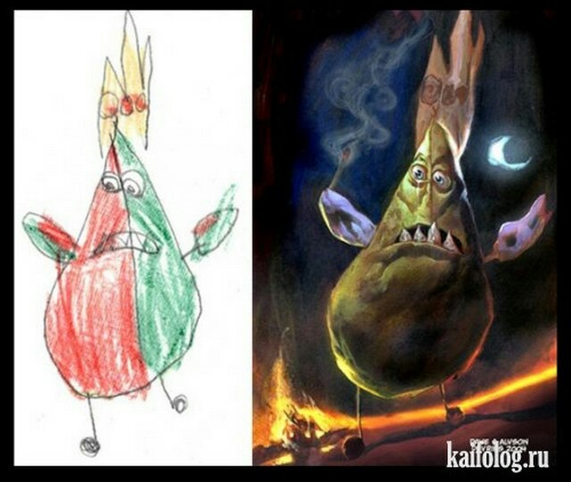 Children's drawings through the eyes of a Photoshop master - Photoshop master, Children's drawings, Longpost