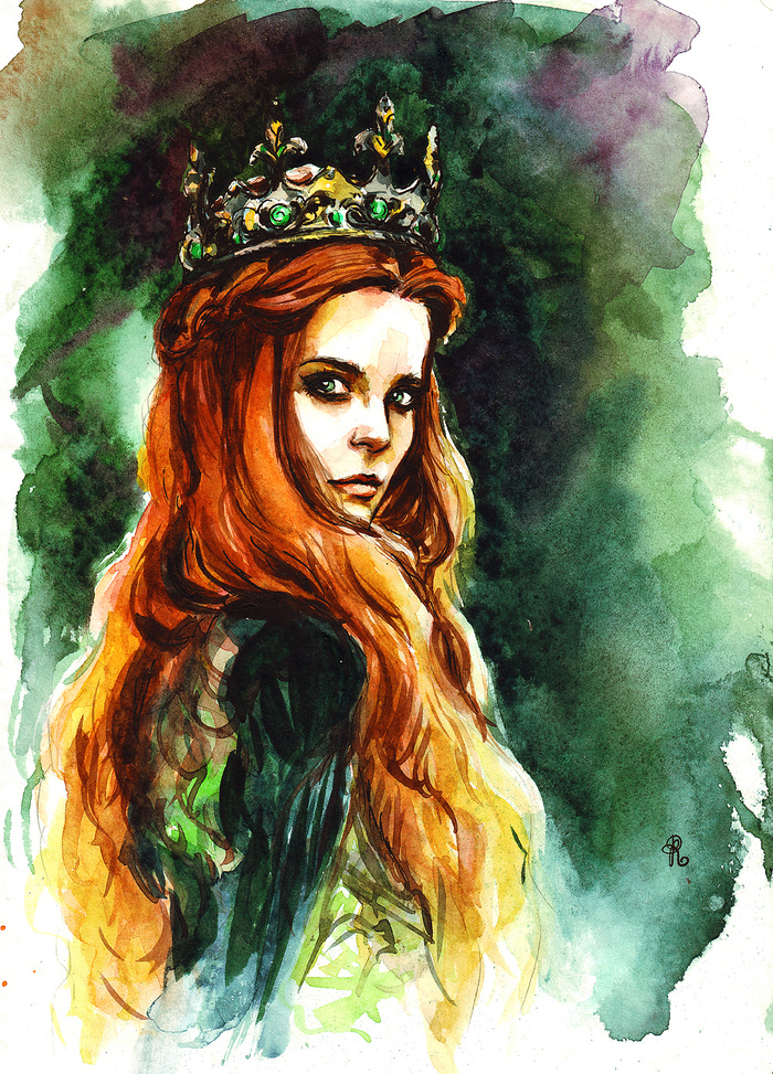 Princess Frog - My, Drawing, Watercolor, , Portrait, Girls, Princess Frog