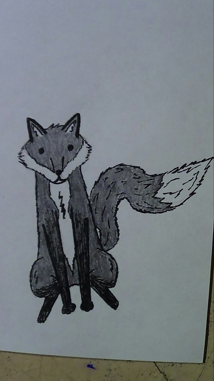 First attempts to draw a fox - My, Beginner artist, Bad artist, Pencil, Fox, Drawing, Gel pen, Longpost