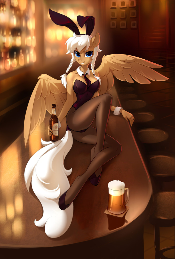 For a beer? - My little pony, Original character, MLP Edge, Art, Anthro, PonyArt