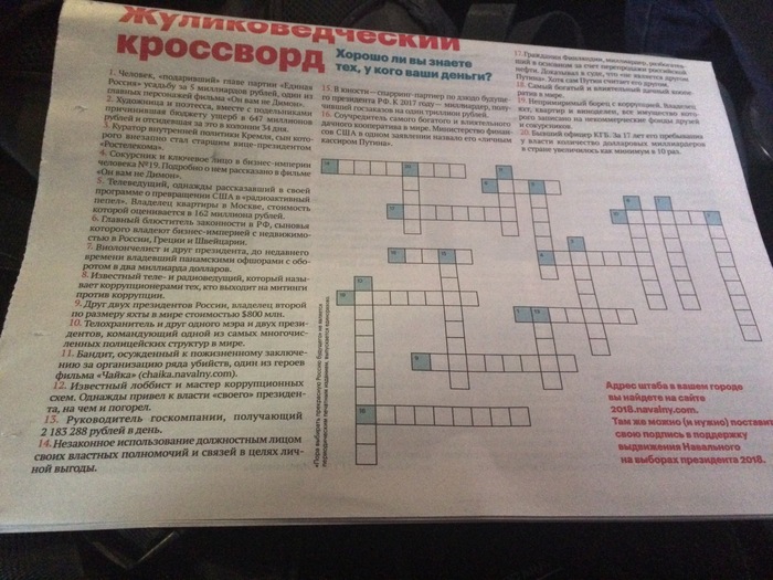 Rogue crossword puzzle - My, My, Alexey Navalny, Elections 2018, Ufa, Politics