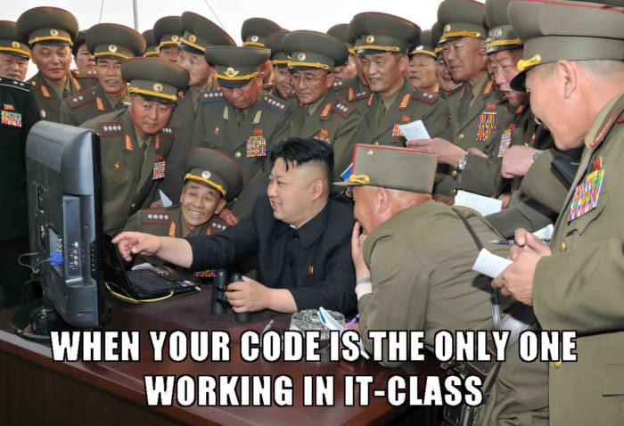 When only your code works in computer science)) - Humor, Kim Chen In, Informatics, School, Programming, North Korea, Military