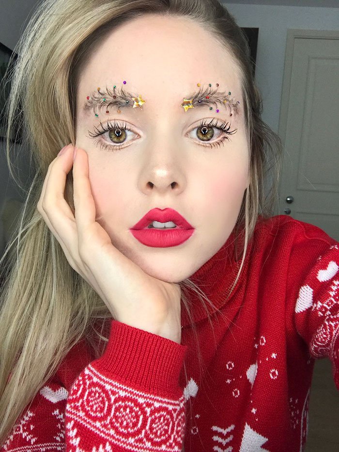 Make-up a la snow maiden - Humor, New Year, beauty, Makeup