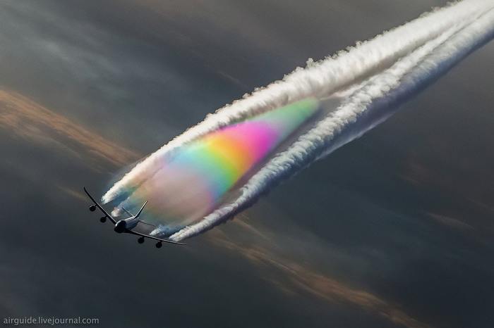 Rainbow trail from Boeing 747 - Rainbow, Airplane, beauty, Livejournal