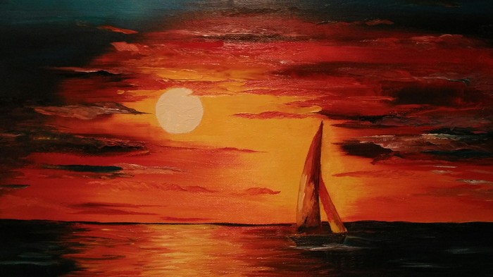 My first oil painting - Canvas, Oil painting, My