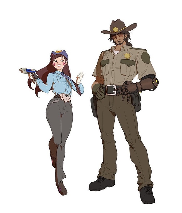     Overwatch, Dva, McCree, 