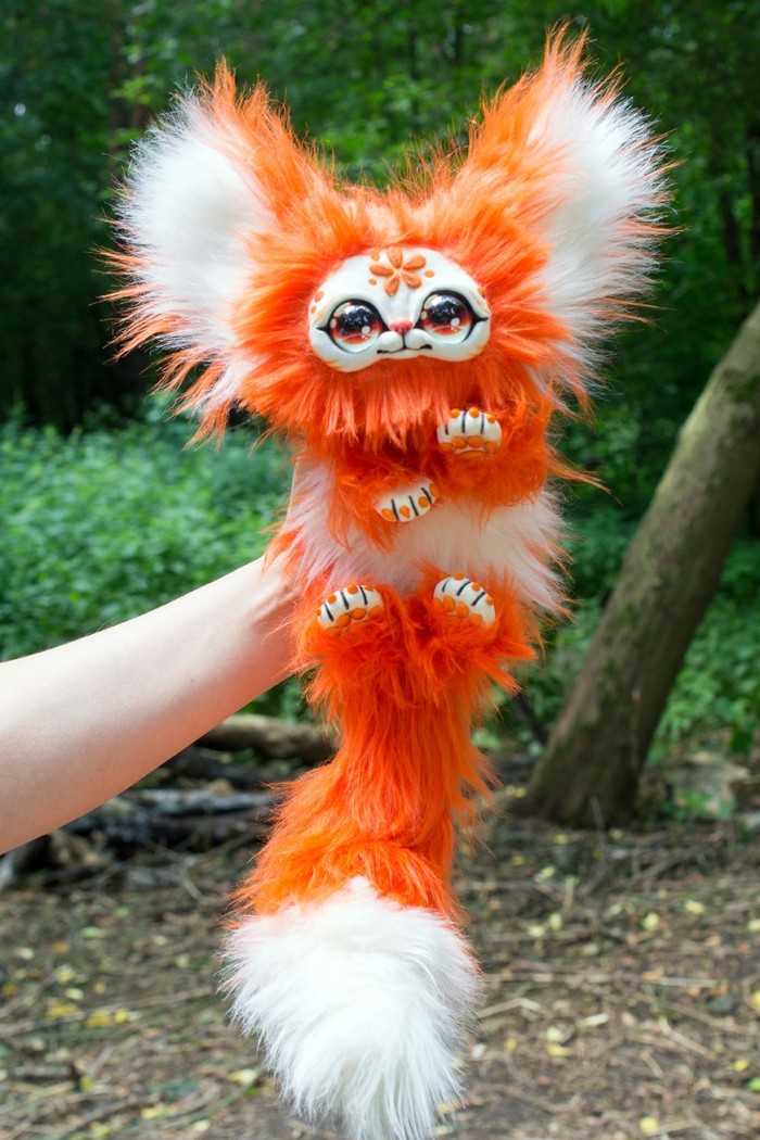 orange animal - Adelkawalka, Artificial fur, Handmade, Redheads, Soft toy, My, Longpost