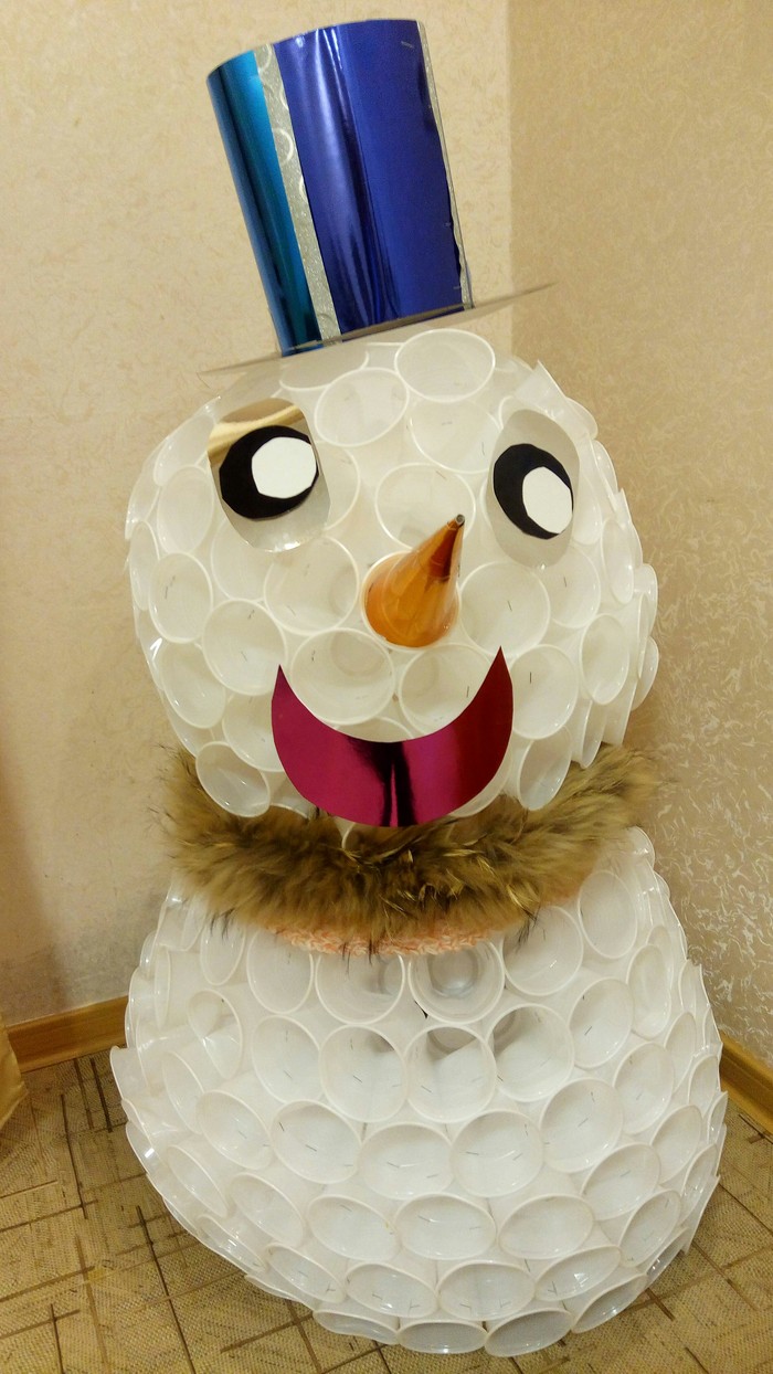 Have you tried making a snowman out of cups? Our result is this :) - My, New Year, snowman, Good mood
