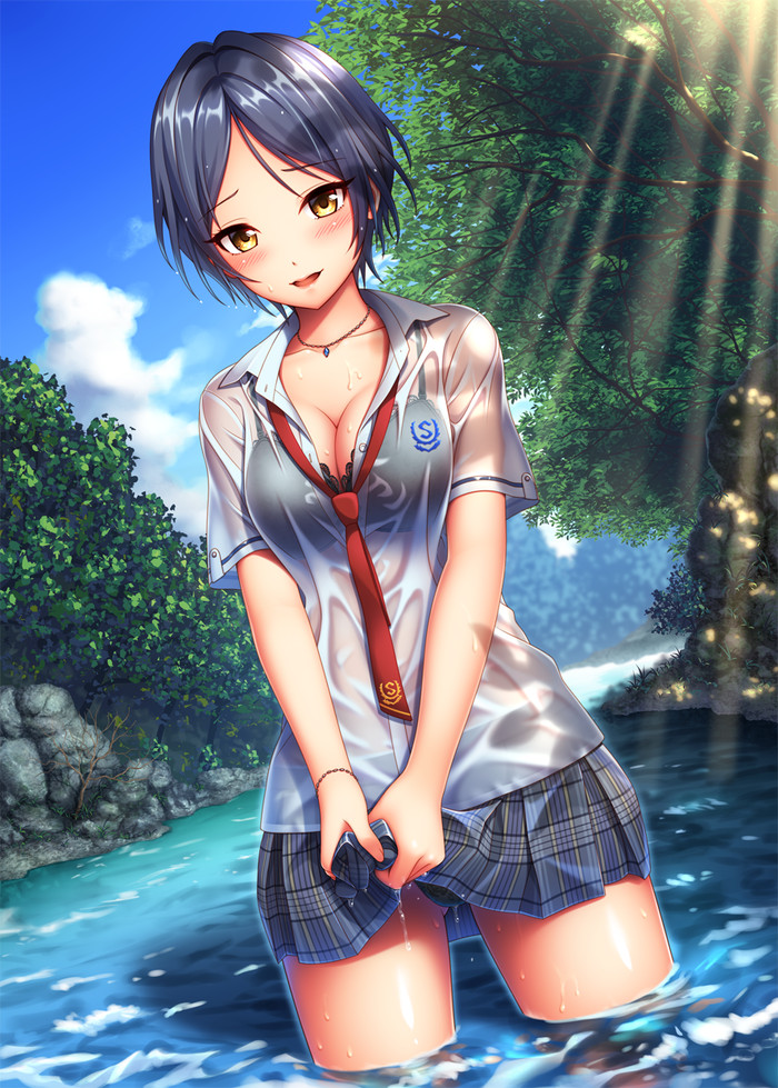 Anime Art - Anime art, Anime, Idolmaster Cinderella Girls, Hayami kanade, Seifuku, Cleavage