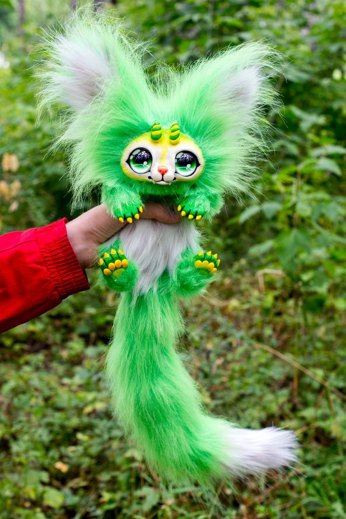 light green animal - My, Adelkawalka, Handmade, Polymer clay, Art, Needlework without process, Longpost