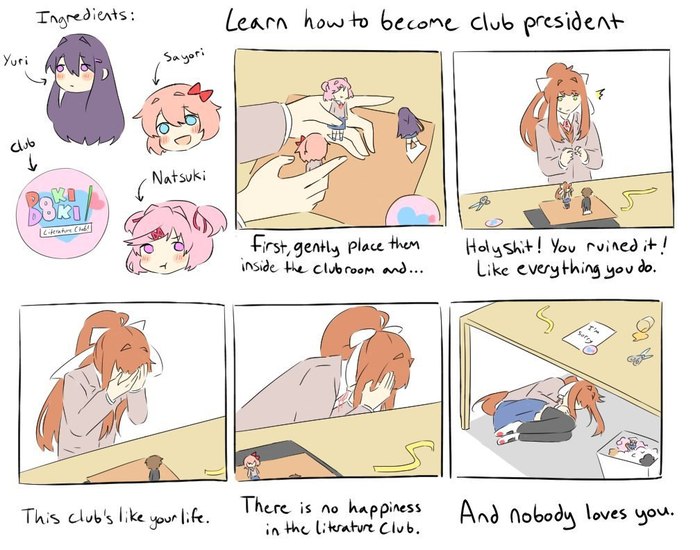 How to become the head of the club - Doki Doki Literature Club, Monika, Visual novel, Picture with text