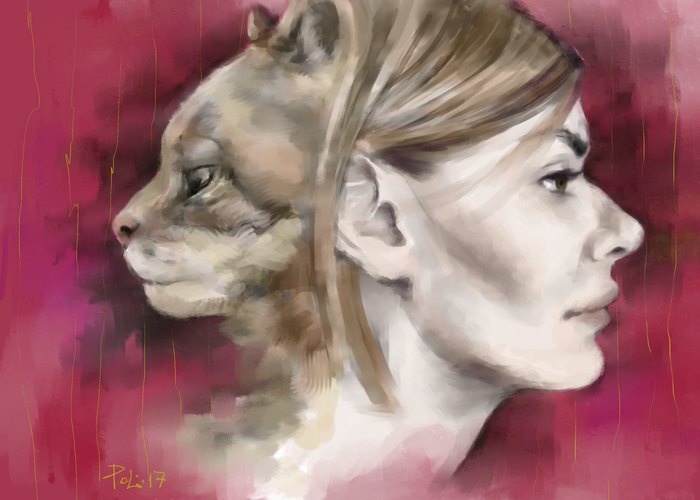 Alter ego - My, cat, Profile, Digital, Drawing on a tablet, Girls