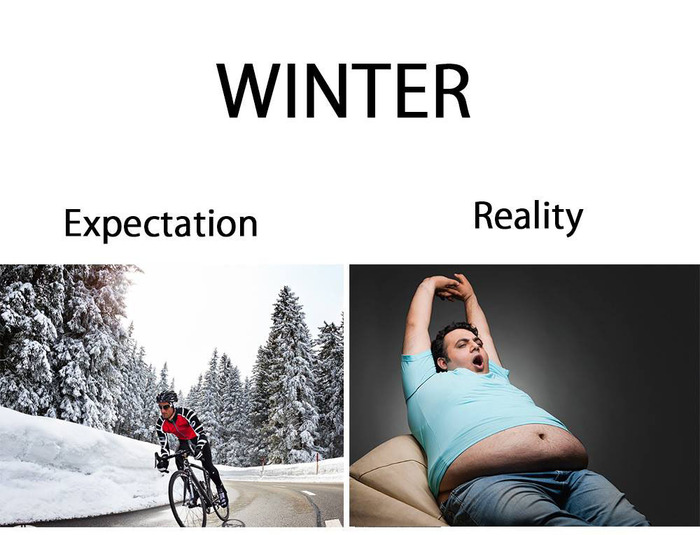 Winter ... expectation/reality. - Laziness, Winter, A bike