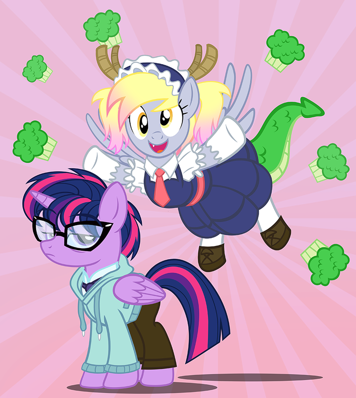 ׸     ... My Little Pony, , Twilight Sparkle, Derpy Hooves, Kobayashi-san chi no maidragon, Tooru, Kobayashi, Pixelkitties