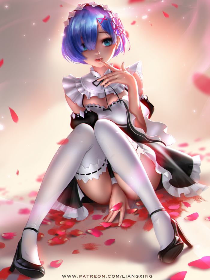 Rem re zero - NSFW, Rem, Anime, Anime art, Art, Liang xing, Strawberry, Rem (Re: Zero Kara), Re: Zero Kara