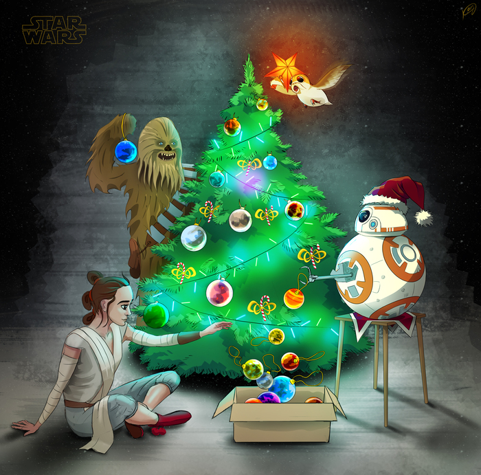 Use the power, Ray! - My, Star Wars, New Year, Chewbacca, Ray, Power, Bb-8, Rey