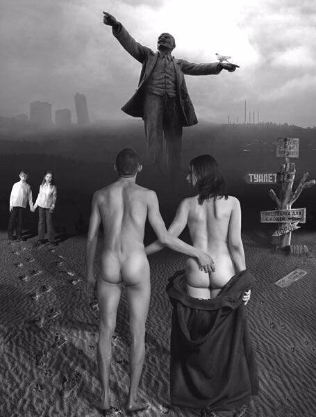 Curious collage, but I can not catch the essence. Photographers, who can clarify the situation? - NSFW, Collage, , Lenin, , Erotic, 18+, Naked