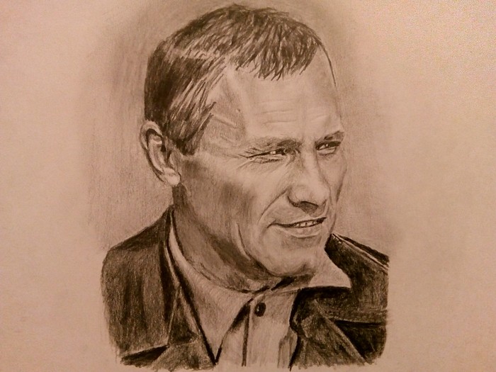 Continuation of the series Great Soviet Actors (V.M. Shukshin 1929 -1974) - My, Pencil drawing, Soviet actors, , Vasily Shukshin