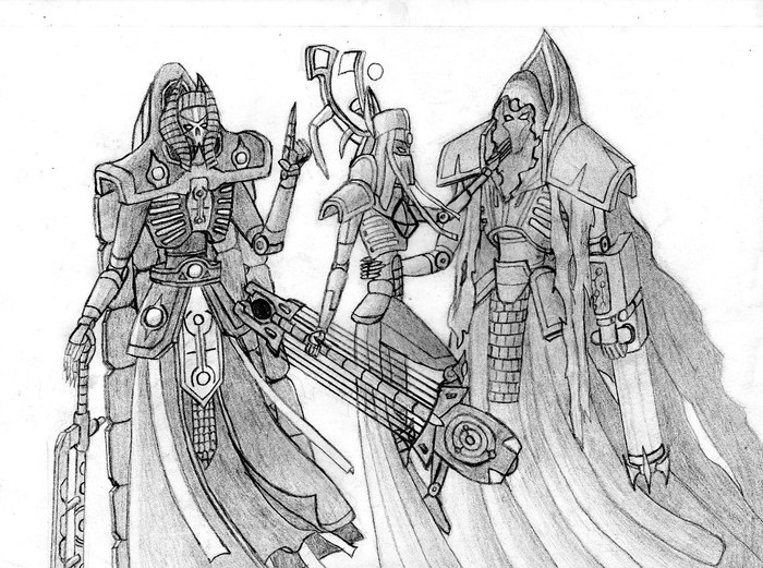 Необычные фан-арты Некронов - Warhammer 40k, Арт, Рисунок, Necrons, Длиннопост, Wh Art