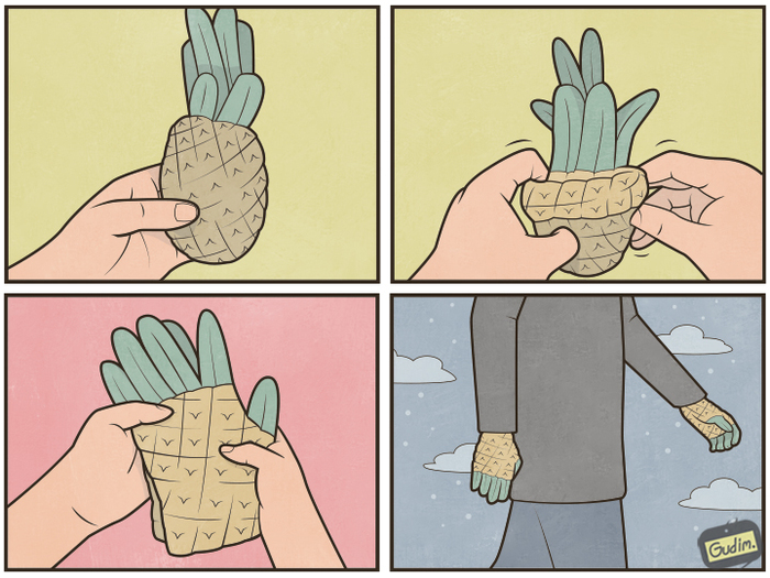 A pineapple - My, Gudim, Comics, A pineapple, Gloves