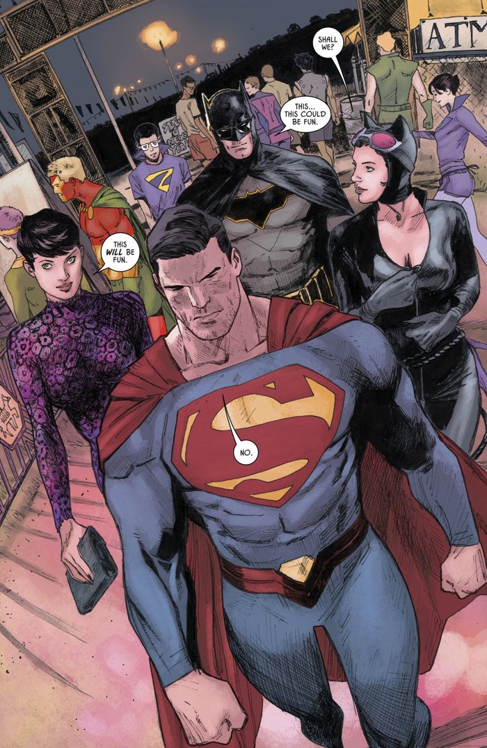 Clark Kent and Bruce Wayne swapped costumes - Dc comics, Comics, Batman, Superman, Loyce Lane, Catwoman, Carnival