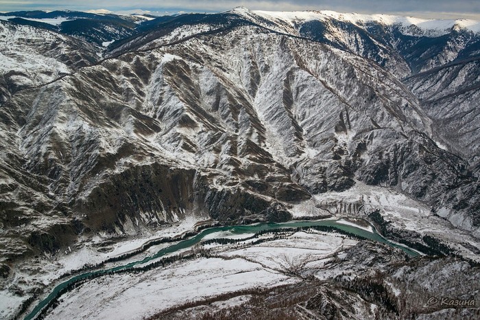 The bends of the emerald Katun from a bird's eye view... - Katun, Altai, The nature of Russia, beauty, Longpost, Altai Republic