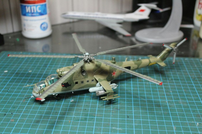 Helicopter Mi-24 V Crocodile - My, Helicopter, Mi-24, Prefabricated model, Stand modeling, Air force, Aviation, Russian army, Longpost, Army