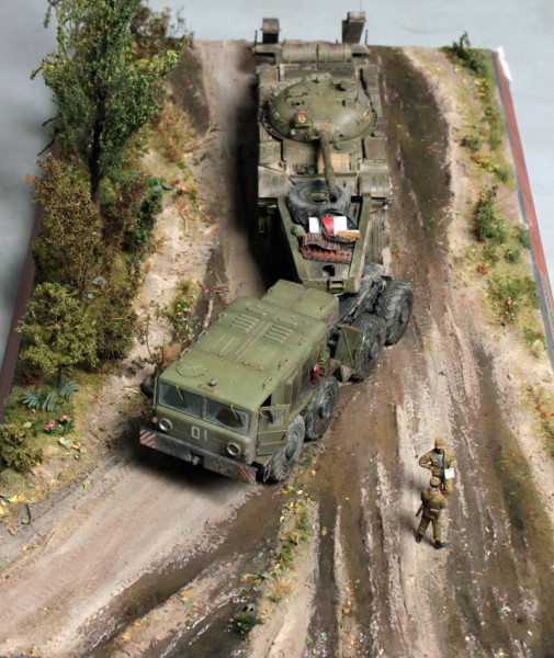 Diorama Military tractor MAZ-537G with trailer ChMZ AP-52 - Modeling, Diorama, Tractor, Longpost, Not mine