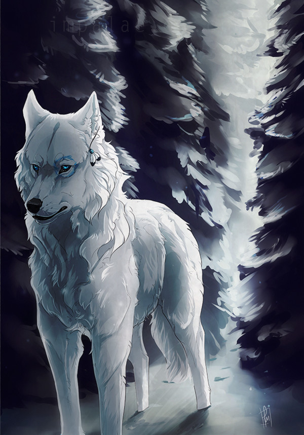 Breath of winter - Winter, Forest, Art, Wolf