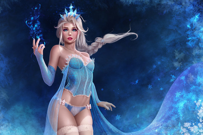 Snow Queen Elsa! - NSFW, , Prywinko, Walt Disney, Milota, Art