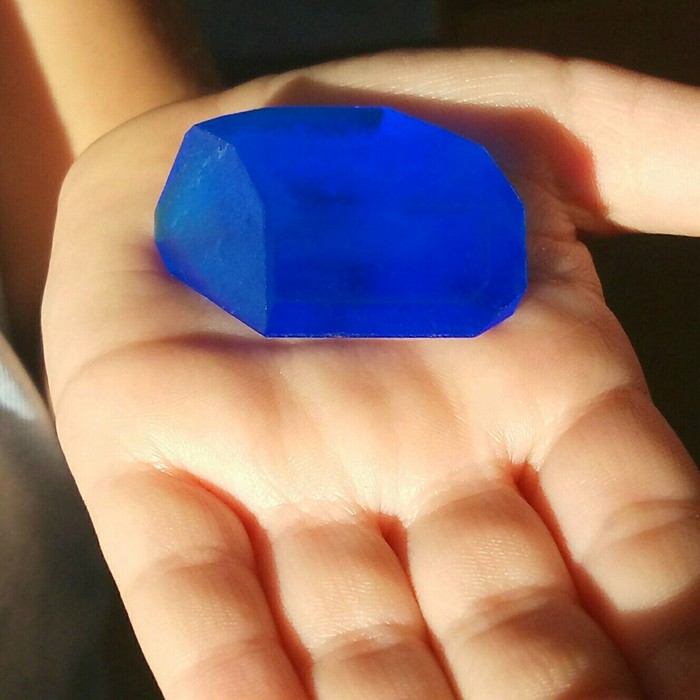 Single crystal of copper sulphate - My, Crystal chemistry, Crystals, Copper sulphate, Hobby, Longpost