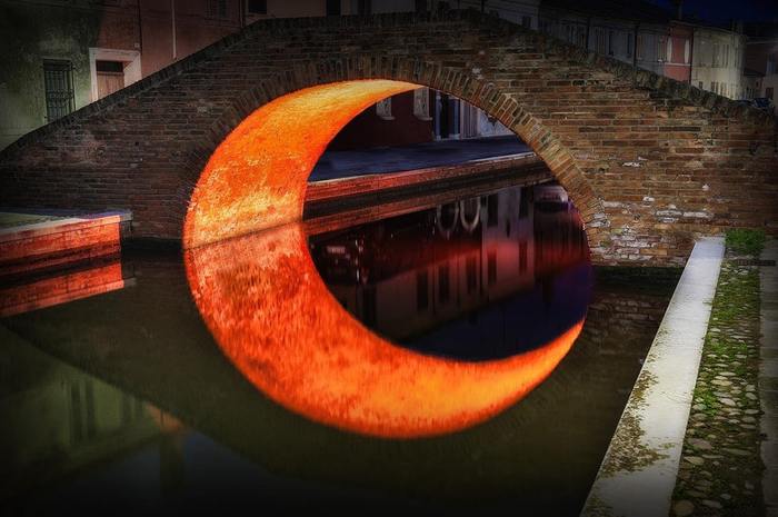Moon bridge - , Bridge, moon, Illusion