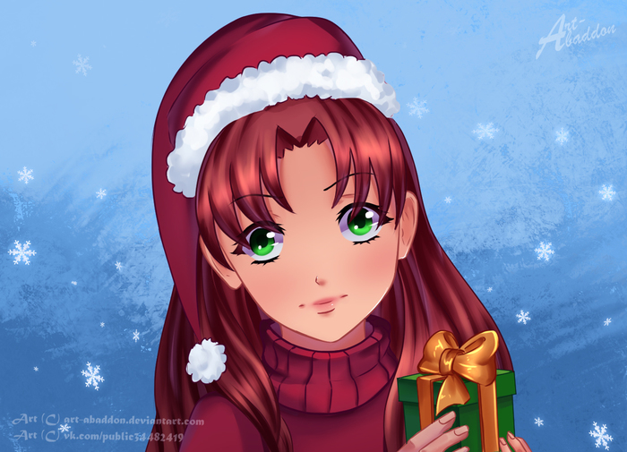 Merry christmas - My, Endless summer, Olga Dmitrievna, Art, Anime, Visual novel