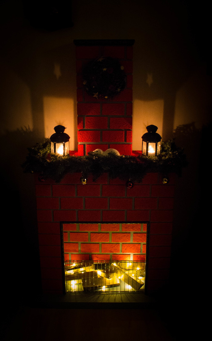 New Year's fireplace - My, New Year, Fireplace, With your own hands, Decorative fireplace, Longpost