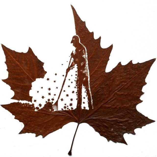 The art of creating figures on fallen leaves - Art, Autumn leaves, Longpost