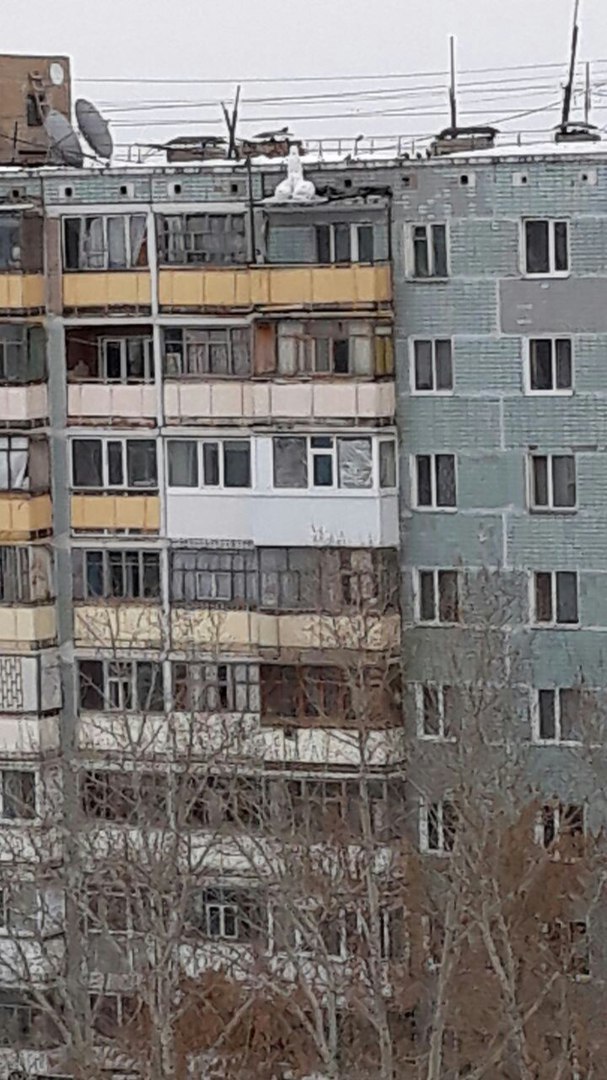 Snowman on the balcony - snowman, Kazakhstan, 