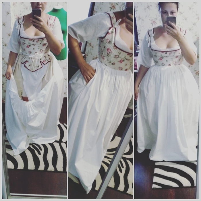 Trying on a petticoat. 18th century cut authentic - Historical reconstruction, Historical costume, Needlework without process, Stylization, Handmade, 18 century