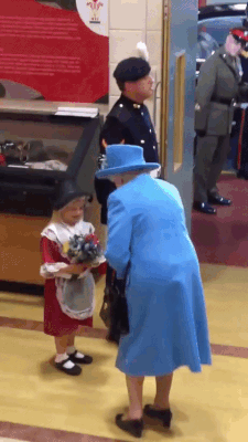The whole impression of meeting a noble person was spoiled - GIF, Fail, Children, Queen