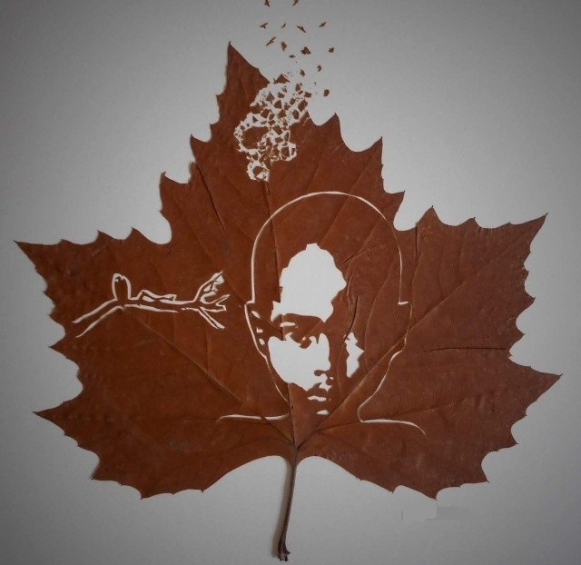 The art of creating figures on fallen leaves - Art, Autumn leaves, Longpost