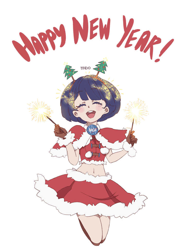 Happy New Year, Earthlings! - , New Year, Anime, Anime art, Findo, Earth-Tian
