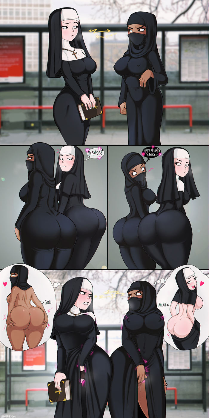 They worship different gods but are united in ass worship - NSFW, Shadman, Comics, Shadbase, Religion, Allah, Deus Vult