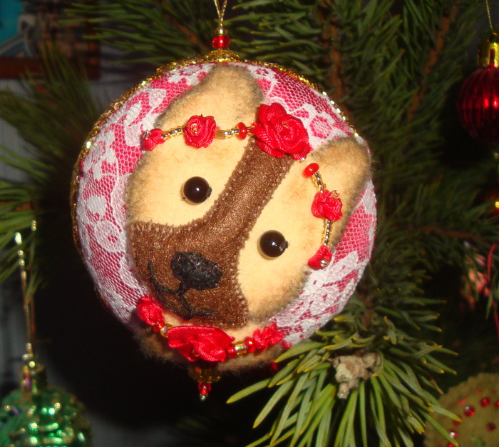 Christmas present - My, Dog, Christmas decorations, , Needlework without process, My, Handmade