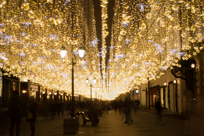 Nikolskaya street, Moscow - My, New Year, Nikolskaya Street, Flashlight, Moscow