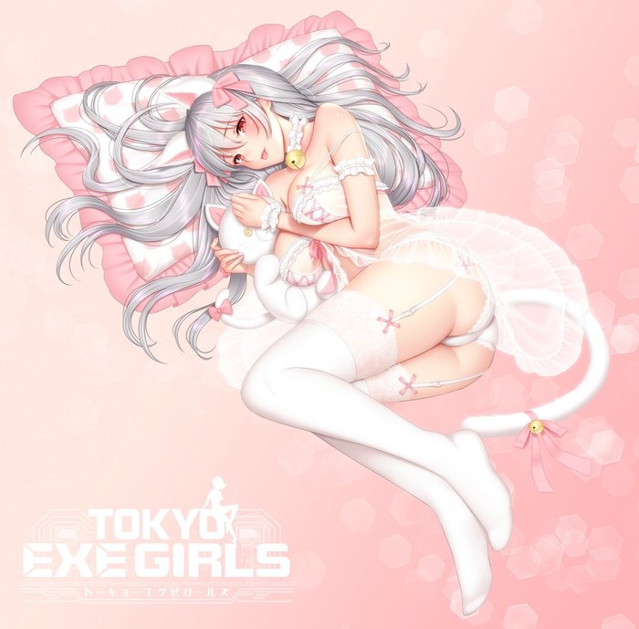 Anime art - NSFW, Anime Art, Аниме, Tokyo exe Girls, Панцу, Чулки, Garter straps, Nеko, Неко