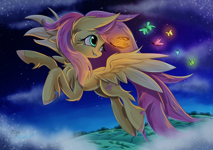 Night Light My Little Pony, Ponyart, Fluttershy, Alexbluebird