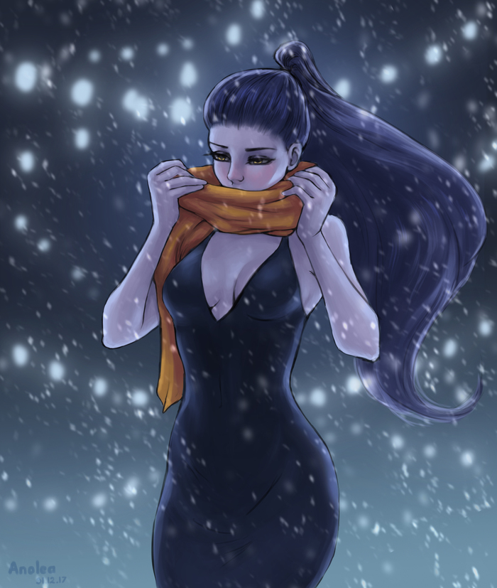 Widow - Моё, Арт, Рисунок, Widowmaker, Overwatch, Зима, Моё, Альянс