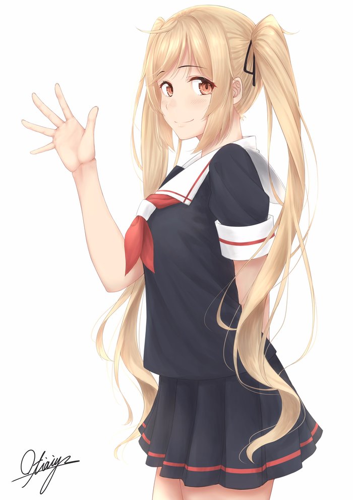 hi hi - Kantai collection, Murasame, Anime, Anime art, Longpost