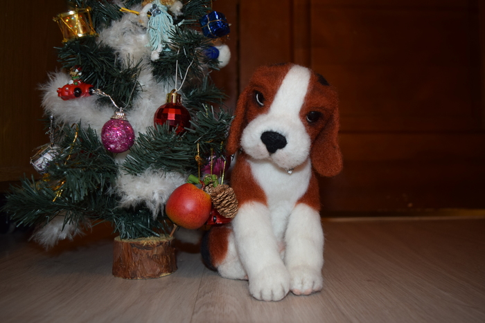 Hello, let's get acquainted! - My, Dry felting, Creation, Needlework without process, Dog, Wallow, Beagle, Hobby