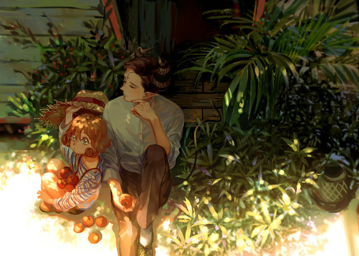 In the garden - Anime art, , 